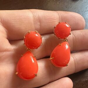 Bold Coral Drop Earrings - Gold Setting